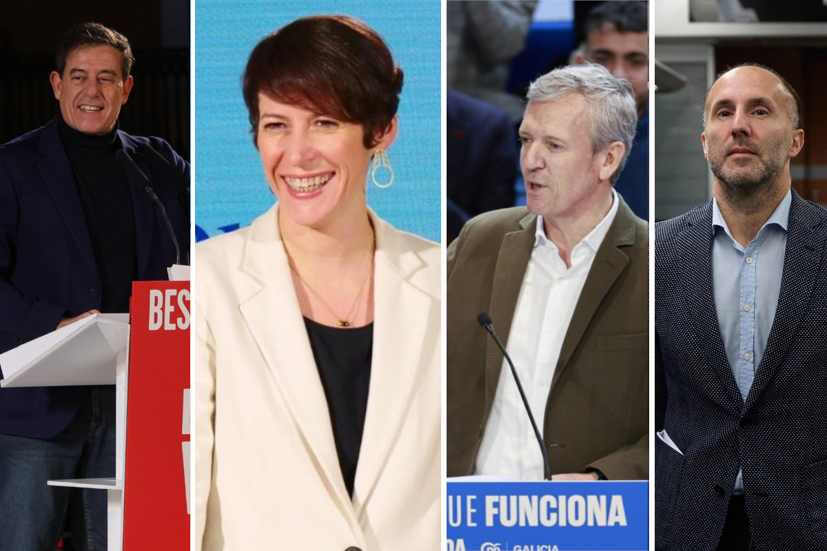 De izquierda a derecha, José Ramón Gómez Besteiro, Ana Pontón, Alfonso Rueda y Gonzalo Pérez Jácome