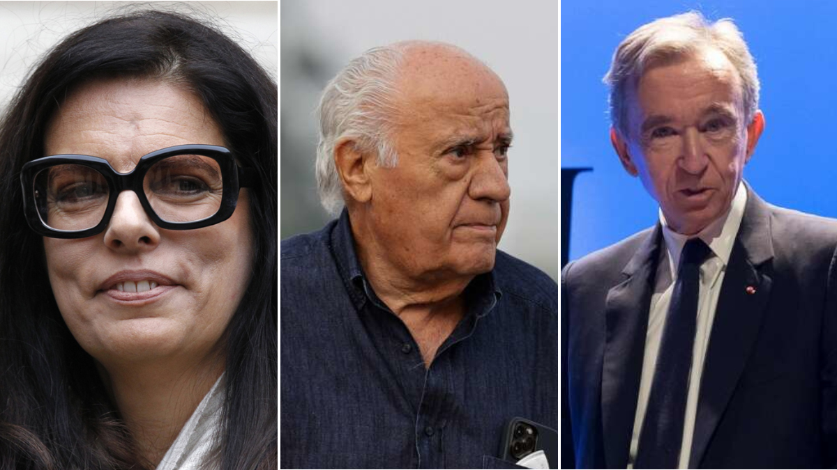 Françoise Bettencourt, heredera de L'Oreal, junto al fundador de Inditex, Amancio Ortega, y al dueño de LVMH, Bernard Arnault, las tres mayores fortunas europeas en la lista Forbes