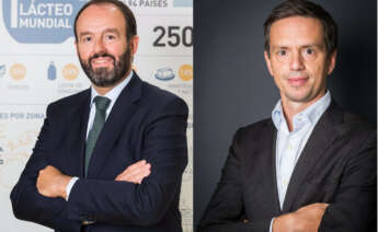 Ignacio Elola, ex consejero delegado de Lactalis Iberia, y David Saliot, que lo releva en el cargo