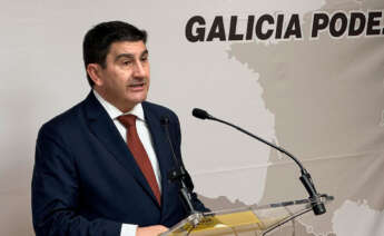 El delegado del Gobierno en Galicia, Pedro Blanco, en rueda de prensa en A Coruña