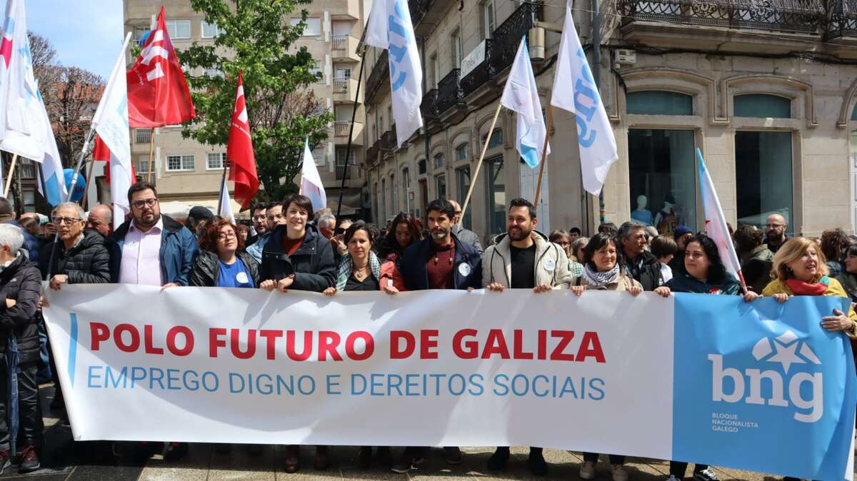 La portavoz nacional del BNG, Ana Pontón, participa en la movilización del Primero de Mayo