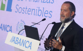 Juan Carlos Escotet, presidente de Abanca, interviene durante una jornada de finanzas sostenibles organizada por la entidad / Abanca