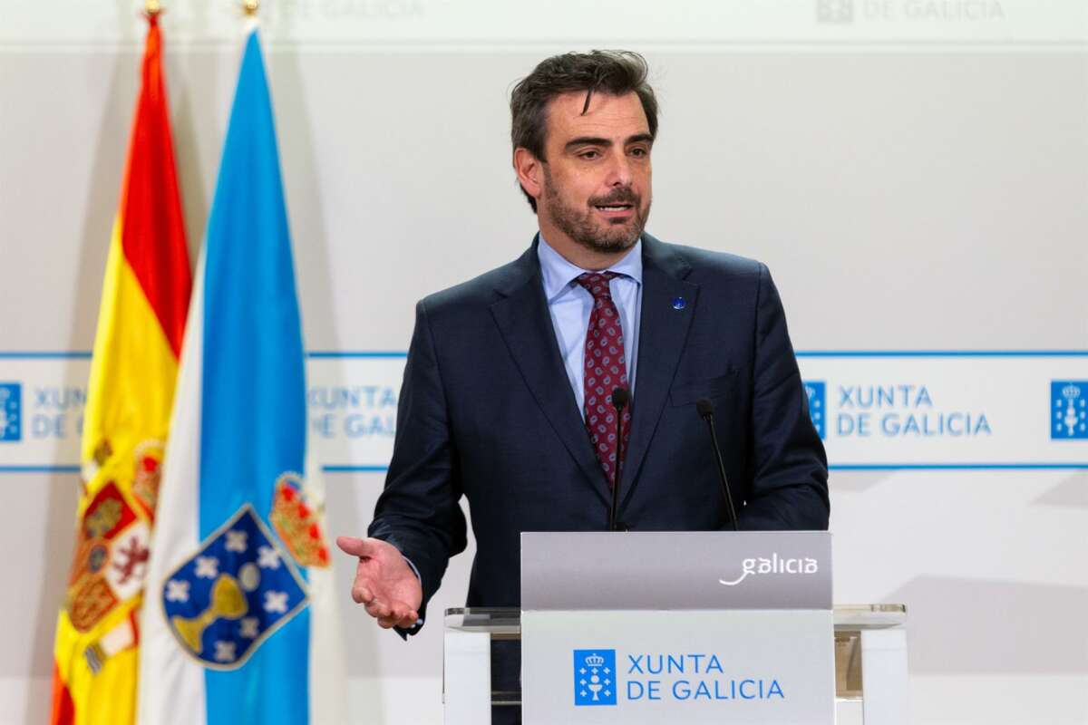 El conselleiro de Presidencia, Xustiza y Deporte, Diego Calvo, en la rueda de prensa del Consello de la Xunta / Xunta