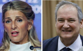 La ministra de Trabajo, Yolanda Díaz, junto al ministro de Industria, Jordi Hereu