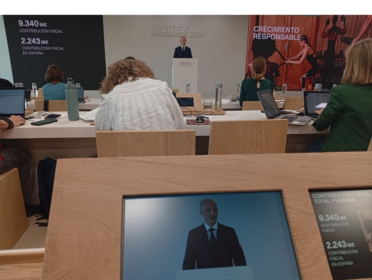 El CEO de Inditex, Óscar García Maceiras, en la rueda de prensa ofrecida a los medios tras la presentación de los resultados de 2024 / EDG
