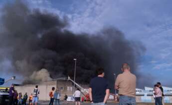 Imagen del incendio de la nave de Profand en Sada este martes / Europa Press