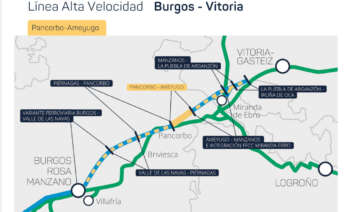 Mapa de la LAV Burgos-Vitoria en el tramo Pancorbo-Ameyugo / Adif