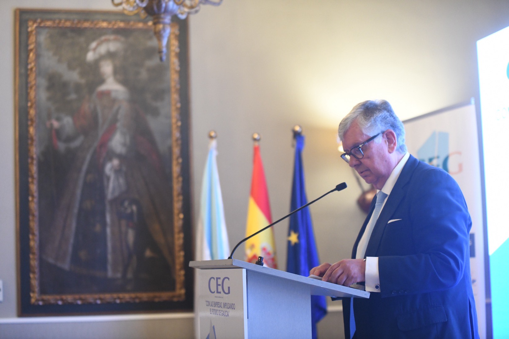 Juan Manuel Veites durante su intervención en el acto de clausura de la asamblea xeral de la Confederación de Empresarios de Galicia / CEG