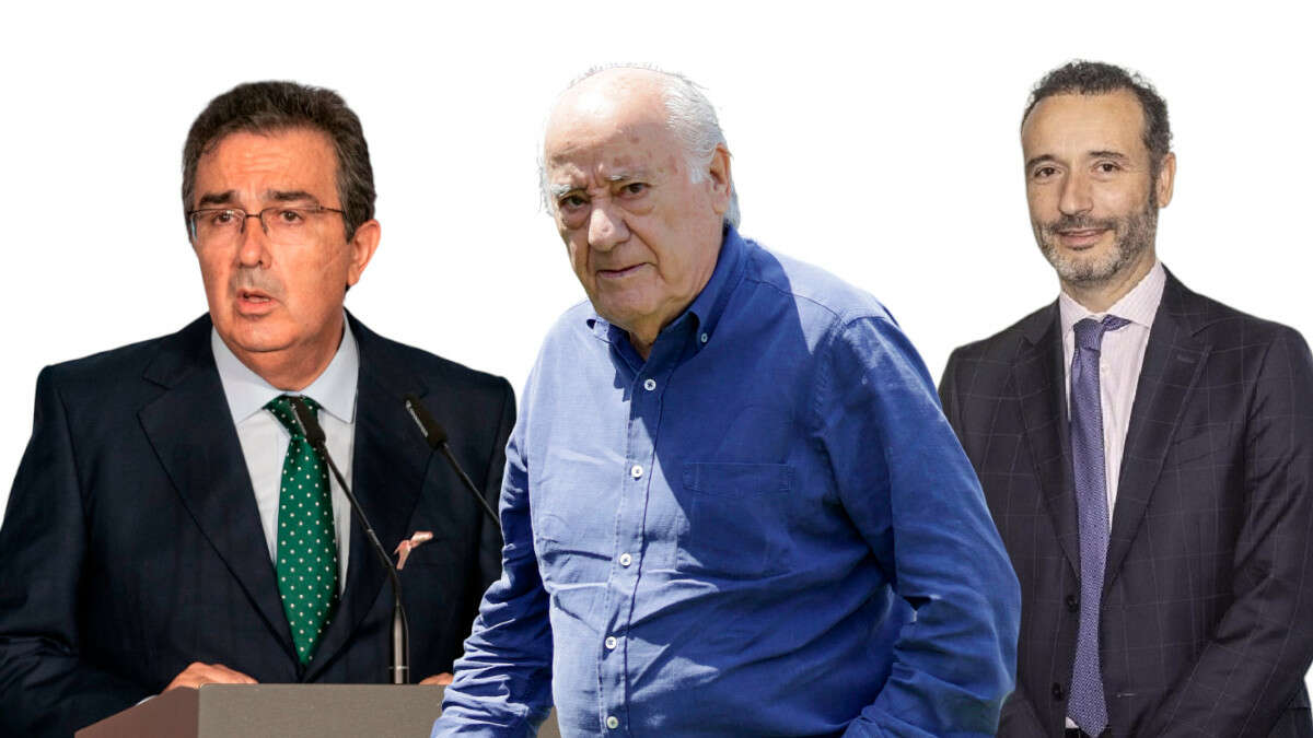 De izquierda a derecha, José Arnau Sierra, Amancio Ortega y Roberto Cibeira