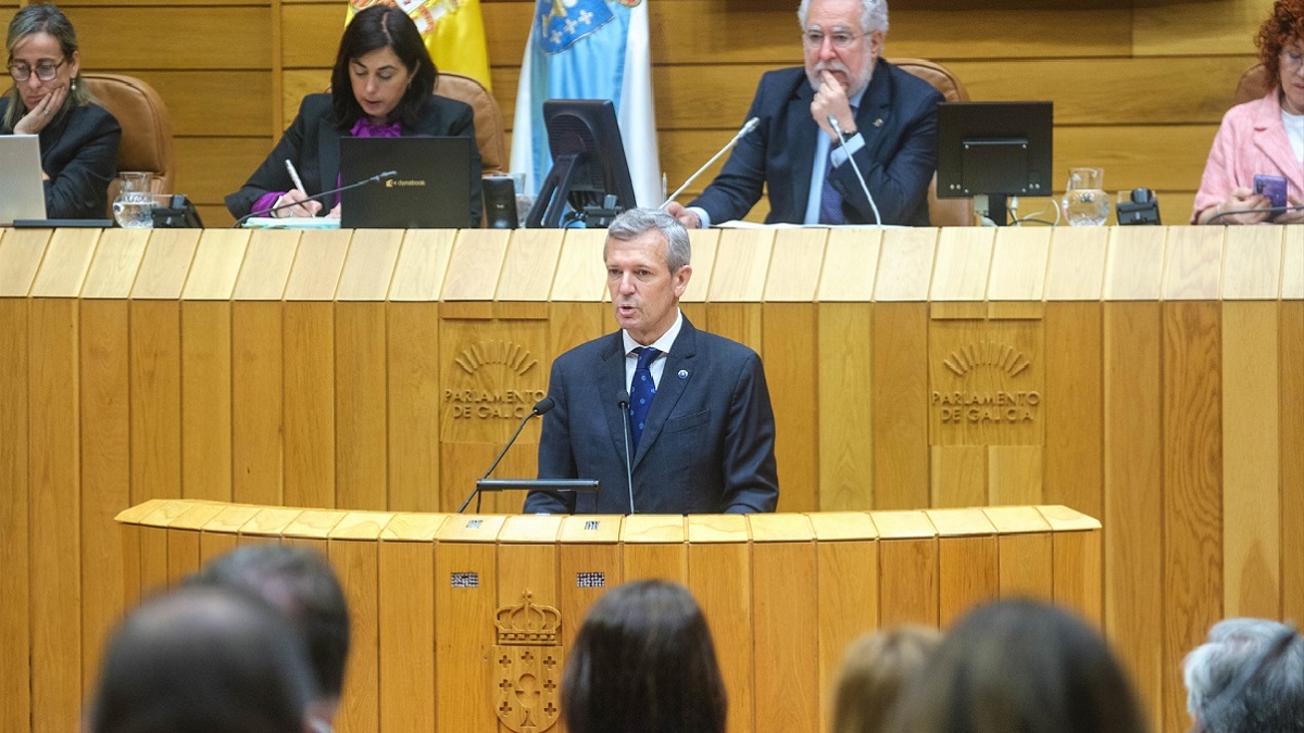 Foto de archivo de una comparecencia de Alfonso Rueda, presidente de la Xunta de Galicia, en el Parlamento