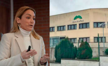 Marián Mouriño, presidenta del Celta de Vigo, e imagen exterior de la planta de Molduras del Noroeste