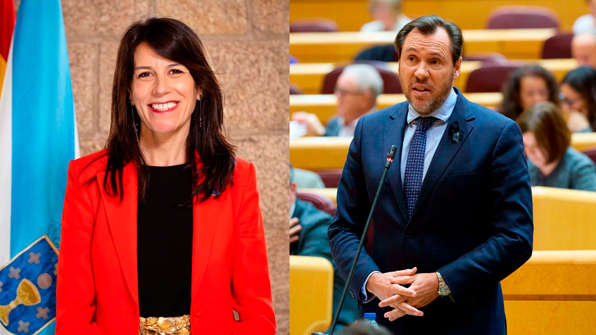 María Martínez Allegue, conselleira de Vivenda e Planificación de Infraestruturas, y Óscar Puente, ministro de Transportes