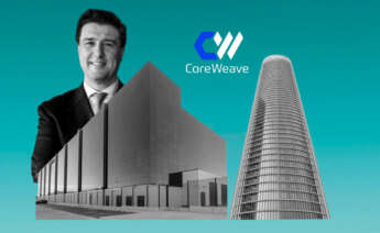 Ilustración con Ismael Clemente, el centro de datos de Merlin en Cataluña y la Torre PwC