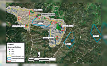 Mapa del proyecto de la mina en Boticas