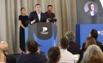 El presidente de la Deputación da Coruña, Valentín González Formoso, presenta en San Sebastián el CEI, Coruña Estudio Inmersivo, el mayor estudio de producción virtual de España