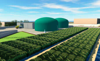 Proyección tridimensional de la planta del proyecto LuGaz, en el polígono de O CEAO (Lugo)