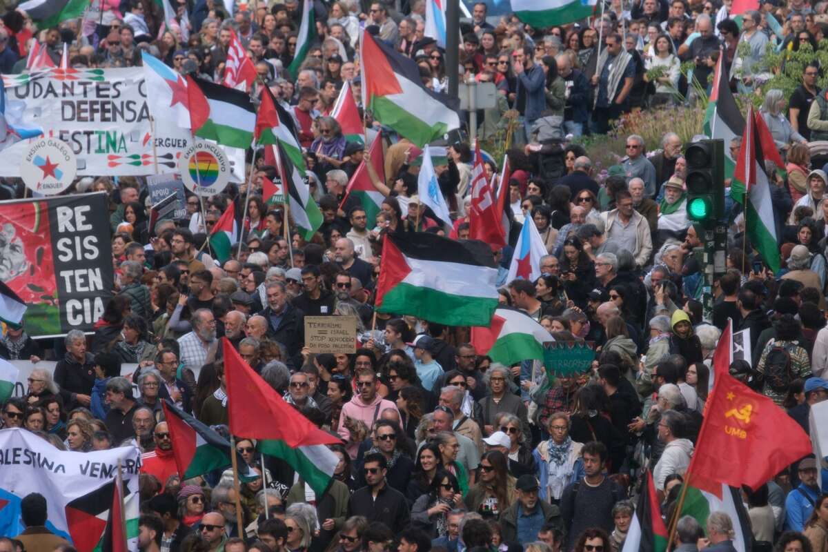 Manifestación 'Galicia con Palestina' en Santiago de Compostela / César Arxina (Europa Press)