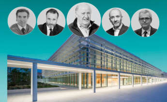 Amancio Ortega, en el centro, al lado de directivos clave en el presente y pasado de Inditex y Pontegadea. De Ignacio Fernández, primero por la izquierda, a Roberto Cibeira, Ós Garcia Maceiras y Pablo Isla