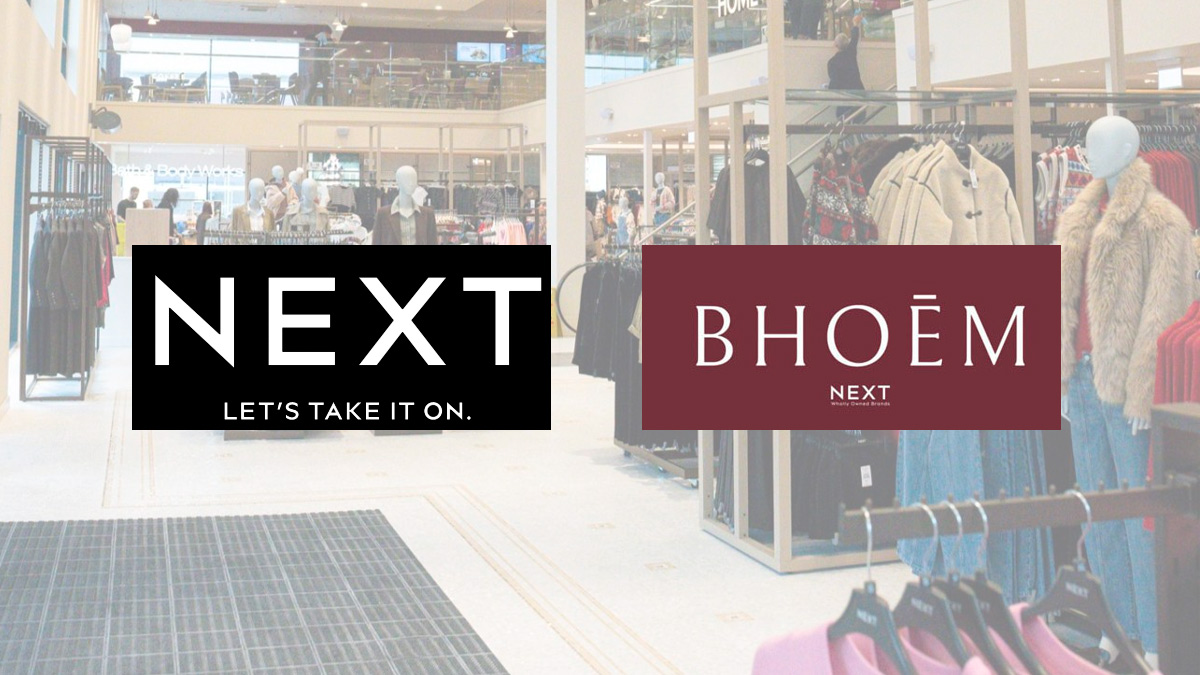 Imagen de una tienda de Next con los logos tanto de la matriz como de Bhoēm, su nueva marca /Pablo Ares Heres