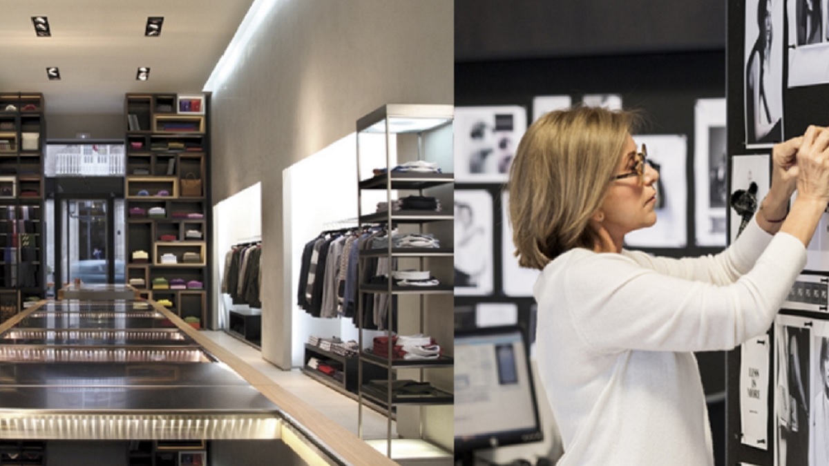 La diseñadora Purificación García, al lado de una tienda de la marca, que explota la gallega Sociedad Textil Lonia