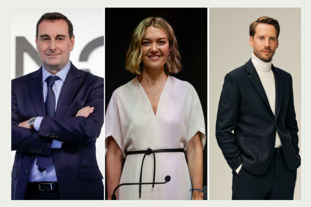 De izquierda a derecha, Toni Ruiz, CEO de Mango; Marta Ortega, presidenta de Inditex; y Daniel Ervér, CEO de H&M