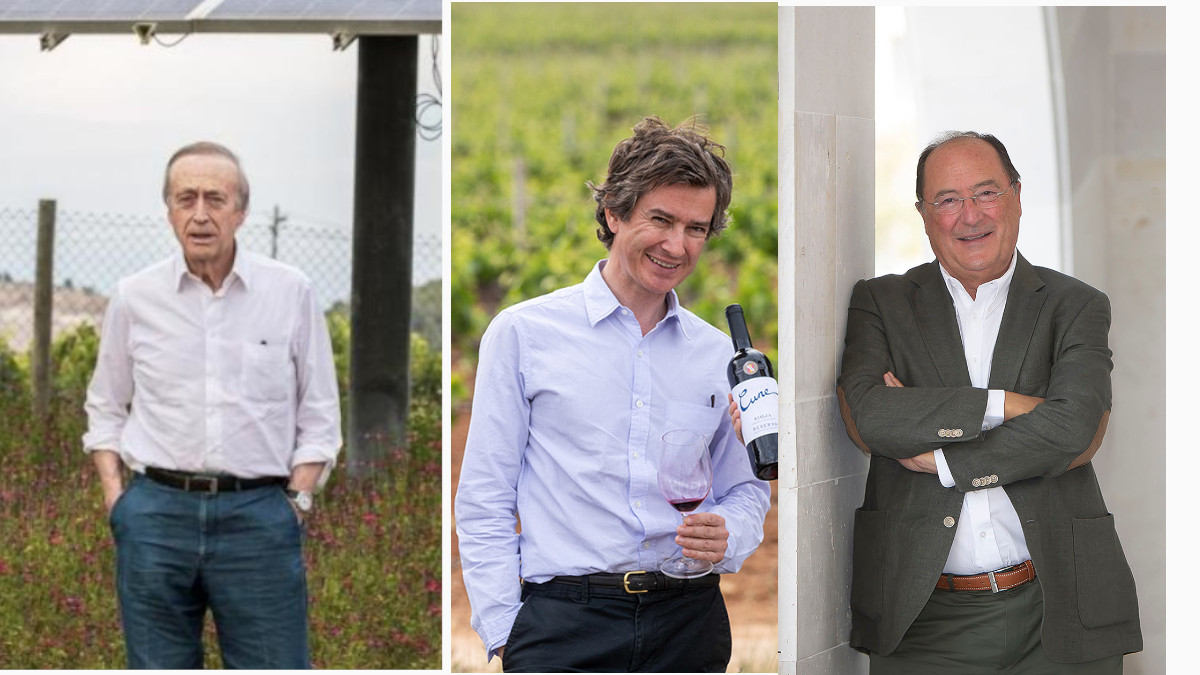 Miguel Torres, presidente de Familia Torres, junto a Víctor Urrutia, CEO de CVNE, y Carlos Moro, presidente de Matarromera