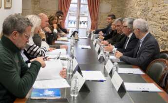 Imagen de la reunión entre diputados y senadores del PP con el presidente de la CEG, Juan Manuel Vieites / PP