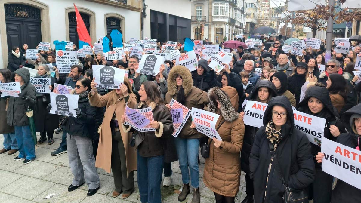 Protesta de personal del comercio textil en la provincia de A Coruña