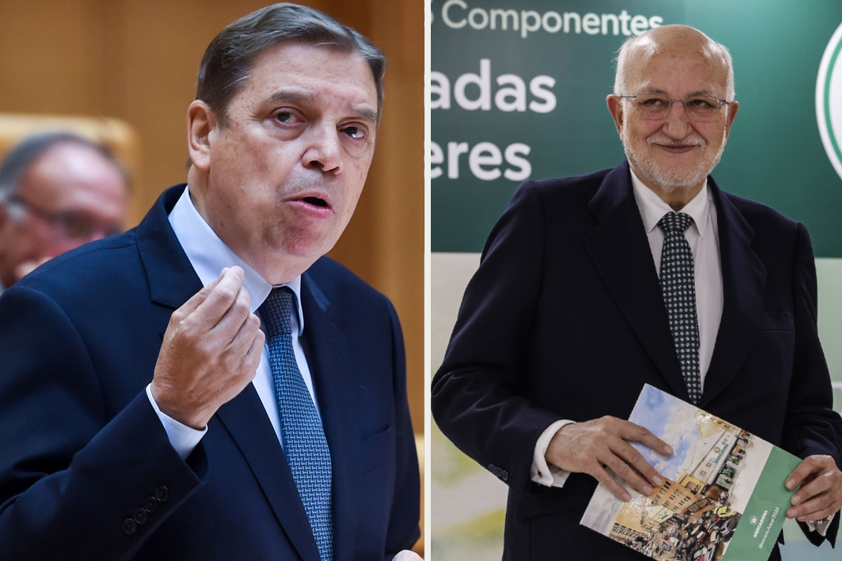 El ministro de Agricultura, Luis Planas, y el presidente de Mercadona, Juan Roig