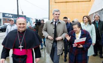 El presidente de la Xunta, Alfonso Rueda, ha participado en el acto de inicio de la construcción de la nueva planta de procesado textil de Arroupa en Santiago de Compostela / Europa Press