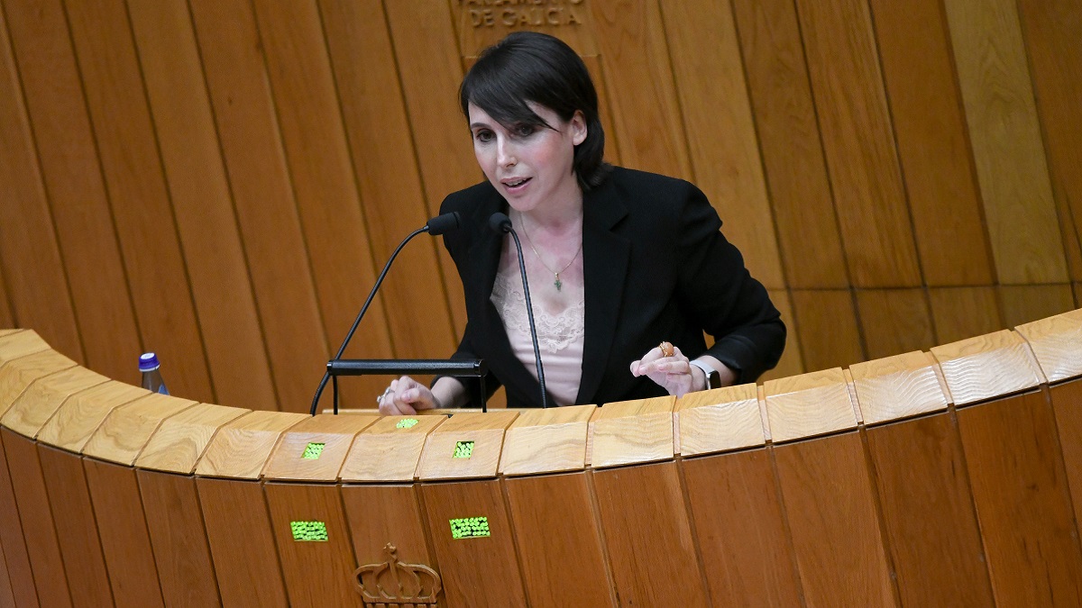 La conselleira de Economía e Industria, María Jesús Lorenzana, en el Pleno del Parlamento de Galicia