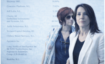 En el montaje puede verse a Raquel Rodríguez Espiño, directora de Xesgalicia, y Sandra Ortega, con algunas de las participadas del fondo y el porcentaje en el capital en segundo plano