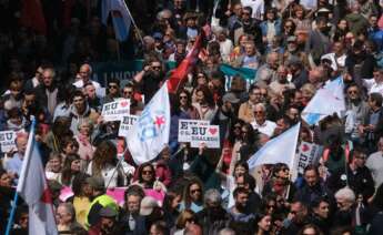 Imagen de la movilización en Santiago de Compostela con motivo del Día das Letras Galegas / Europa Press