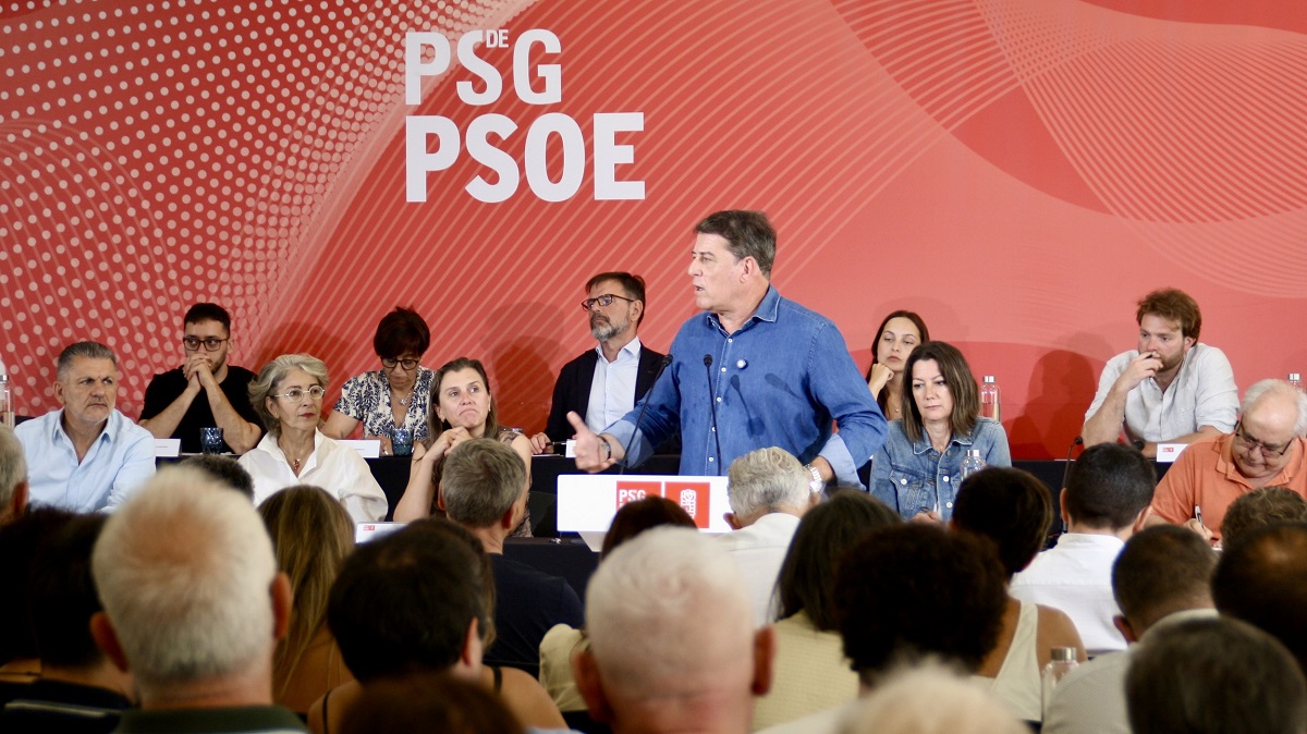 José Ramón Gómez Besteiro, secretario xeral del PSdeG, en el comité nacional del partido, que arranca la campaña electoral de cara a las municipales de 2027