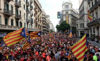 Manifestación de la Diada de 2021 en la Via Laietana de Barcelona. EFE/Quique Garcia
