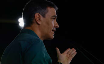 BILBAO, 19/04/2024.- El presidente del Gobierno, Pedro Sánchez, interviene durante el acto de cierre de campaña del PSOE-PSE de cara a las elecciones vascas, este viernes en Bilbao. EFE/ Miguel Toña