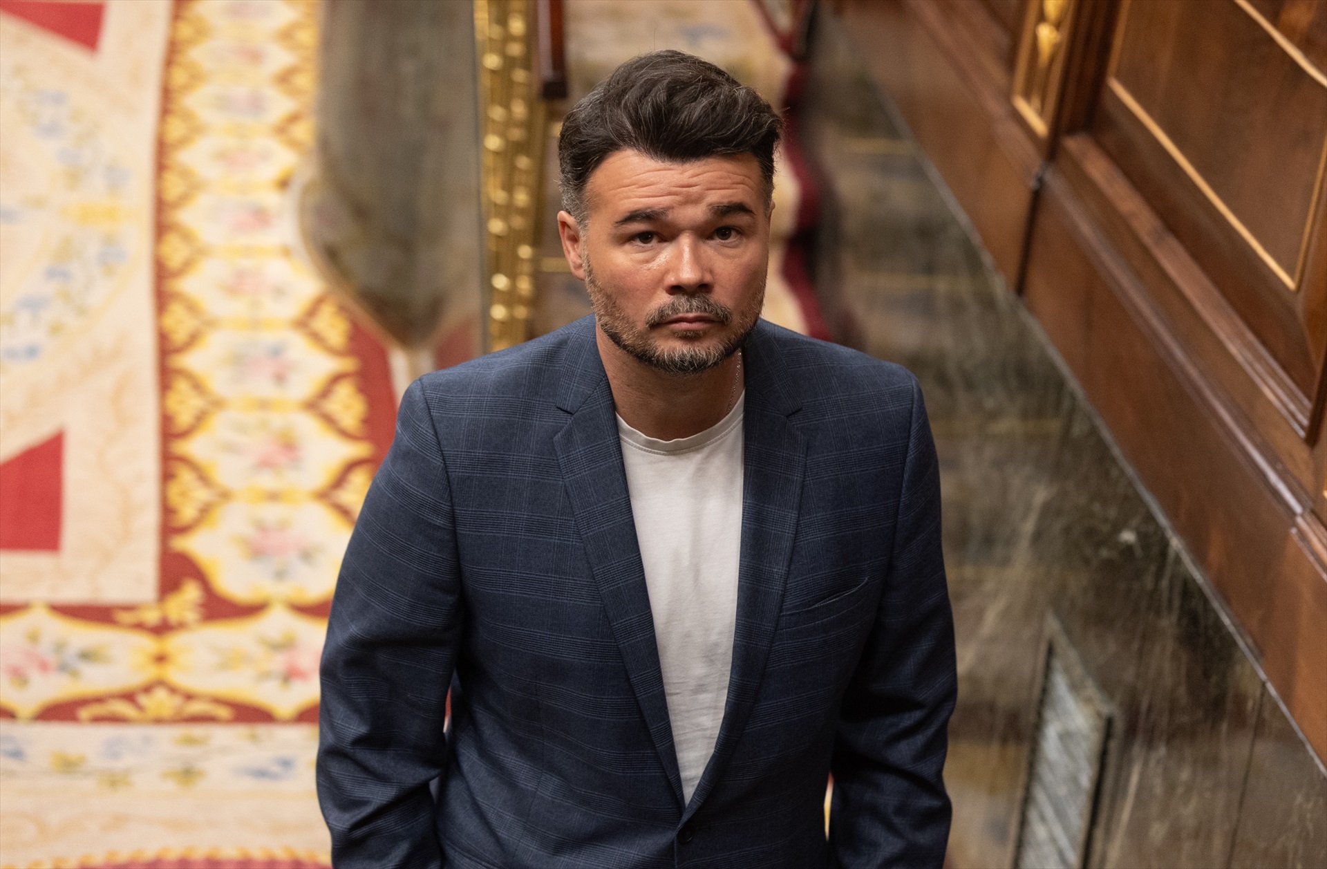 (Foto de ARCHIVO) El portavoz de ERC en el Congreso, Gabriel Rufián, durante una sesión de control al Gobierno, en el Congreso de los Diputados, a 22 de octubre de 2025, en Madrid (España). El Gobierno se enfrenta de nuevo a preguntas relacionadas con la estabilidad económica por la falta de presupuestos generales. Además, se presentan iniciativas no de ley sobre teletrabajo rural y control telemático en casos de violencia de género. Eduardo Parra / Europa Press 22/10/2025