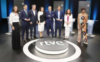 Los candidatos a la Presidencia de la Junta de Andalucía, minutos antes del debate.