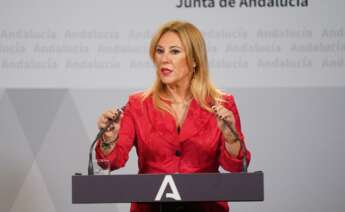 Carolina España, consejera de Hacienda, Economía y Fondos Europeos, durante la rueda de prensa posterior al Consejo de Gobierno, en el Palacio de San Telmo.