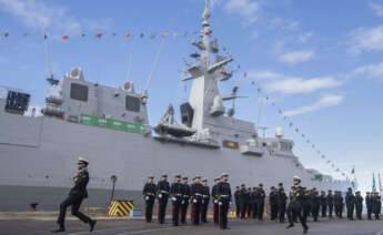 Ceremonia de entrega de una corbeta de Navantia a la Royal Saudi Naval Force (RSNF) en el astillero de San Fernando (Cádiz). EFE/Román Ríos.