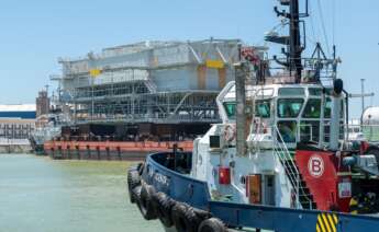 Embarque de la segunda subestación eléctrica que ha construido la empresa sevillana Tecade para Coastal Virginia Offshore Wind.