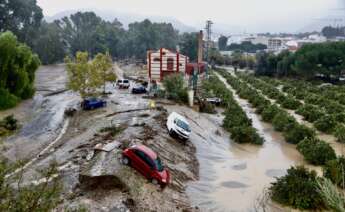 Campos y coches destrozados tras el paso de la DANA en Málaga. Álex Zea / Europa Press