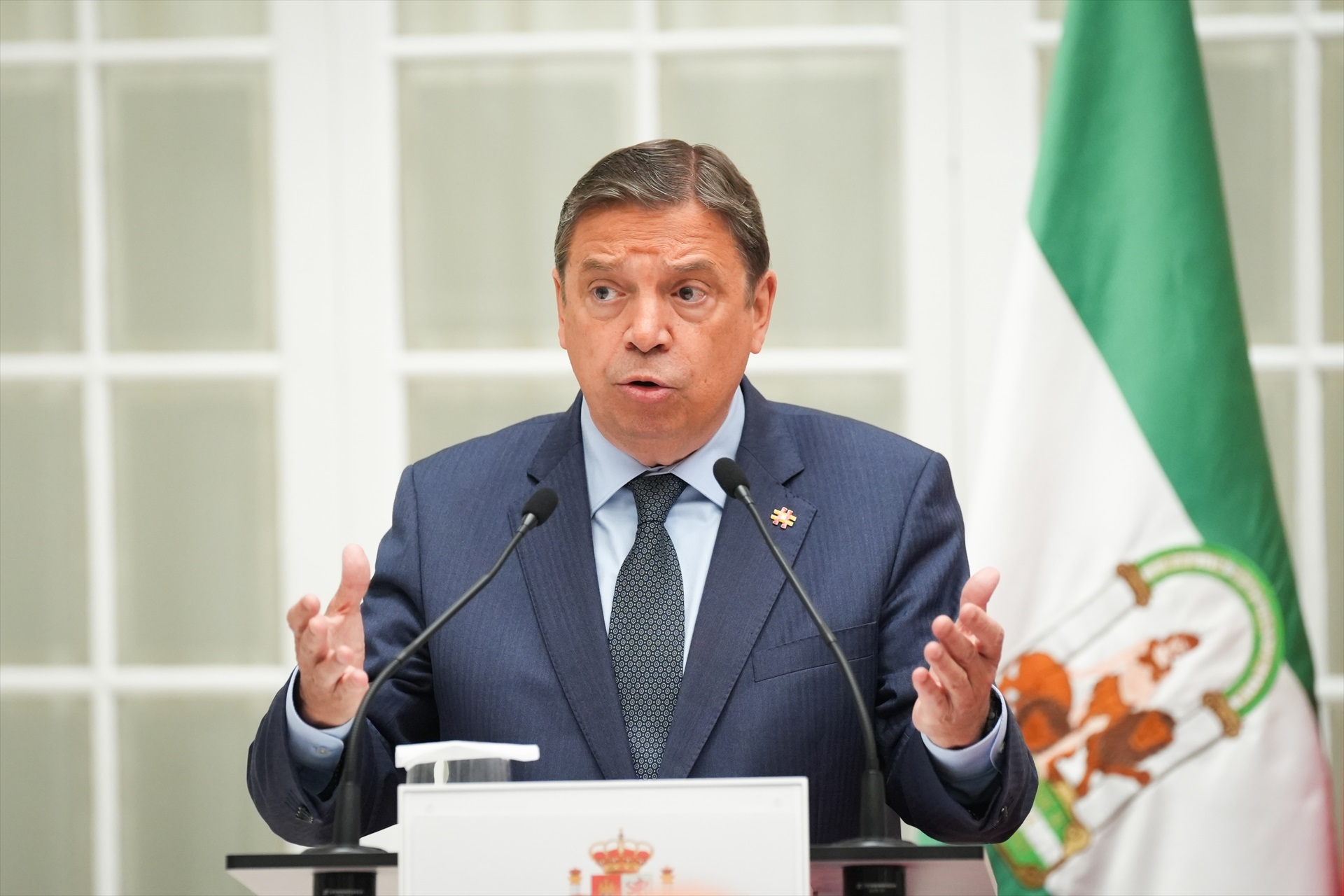 El ministro de Agricultura, Pesca y Alimentación, Luis Planas, durante su intervención a 25 de abril de 2025, en Sevilla.