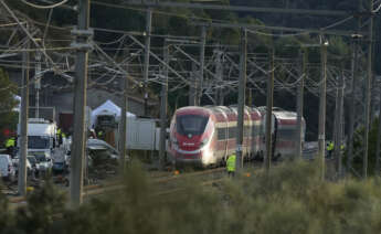 Imagen de la zona del accidente ferroviario en Adamuz (Córdoba), que ha producido cortes en las líneas ferroviarias de Madrid con Andalucía.
