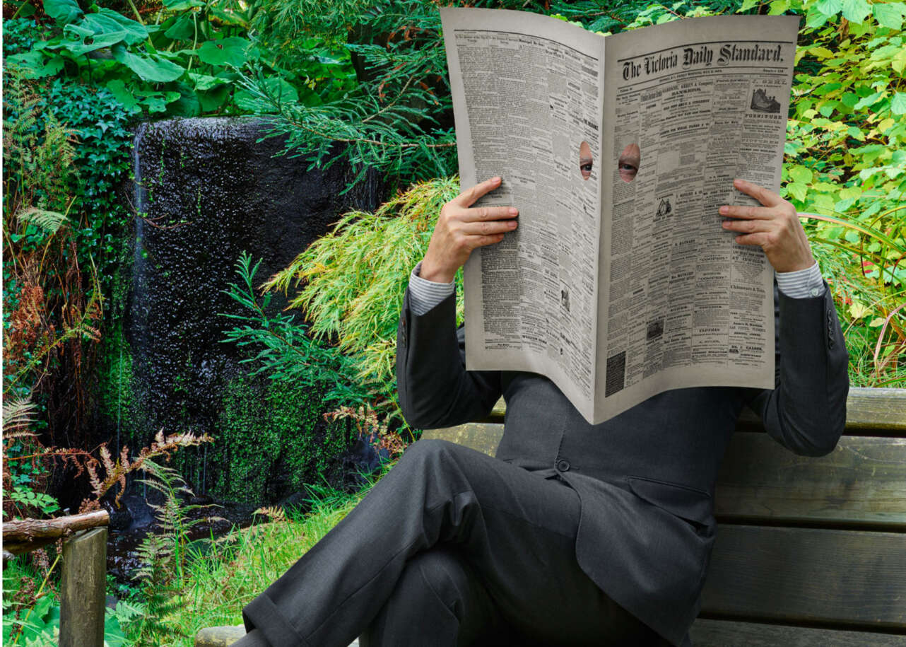 El hombre del periódico, obra de Rodney Graham. Foto: